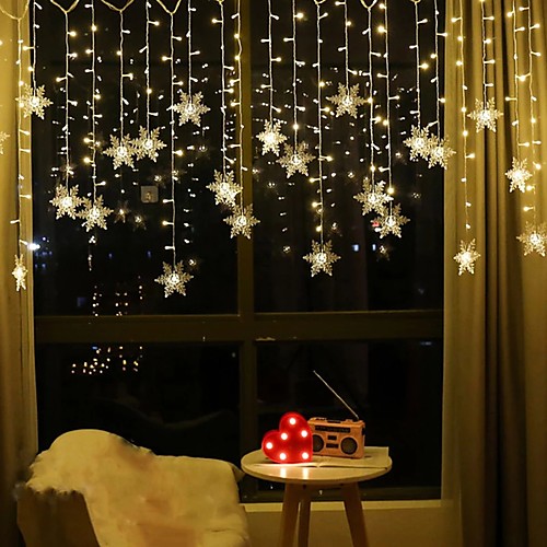 

3.5M 96LEDs Snowflake Curtain String Lights LED Christmas Curtain Light Living Room Bedroom Christmas New Year Wedding Valentine's Day Decoration