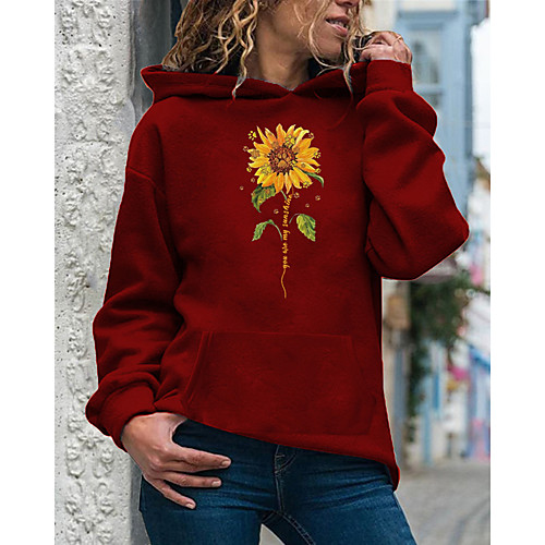 

Women's Hoodie Pullover Sunflower Daily Casual Hoodies Sweatshirts Loose Purple Yellow Blushing Pink