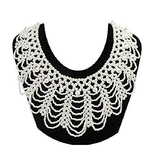 

zyijuny dissent collar rbg fake collar elegant pearl beaded ajustable choker for women costume (white01)