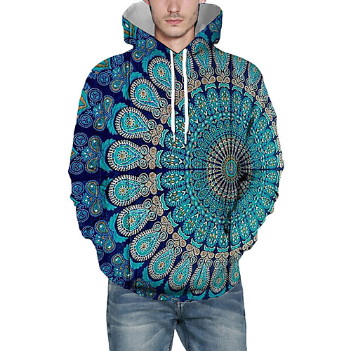 

Men's Pullover Hoodie Sweatshirt Graphic Abstract 3D Front Pocket Hooded Daily 3D Print 3D Print Casual Hoodies Sweatshirts Long Sleeve Blue