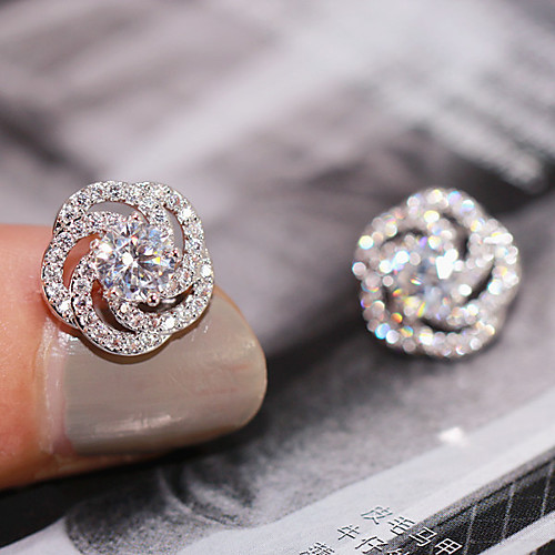 

Women's AAA Cubic Zirconia Stud Earrings Geometrical Petal Fashion Korean Sweet Earrings Jewelry Silver For Party Evening Date Birthday 1 Pair