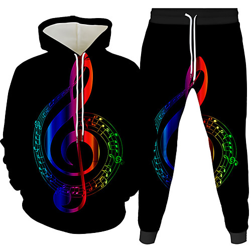 

Women's Men's 3D Hoodies Set Graphic 3D Music 2 Piece Front Pocket Hooded Daily 3D Print 3D Print Casual Hoodies Sweatshirts Long Sleeve Blue Gray Royal Blue