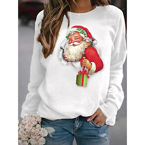 

Women's Pullover Sweatshirt Graphic 3D Christmas Daily Basic Christmas Hoodies Sweatshirts White