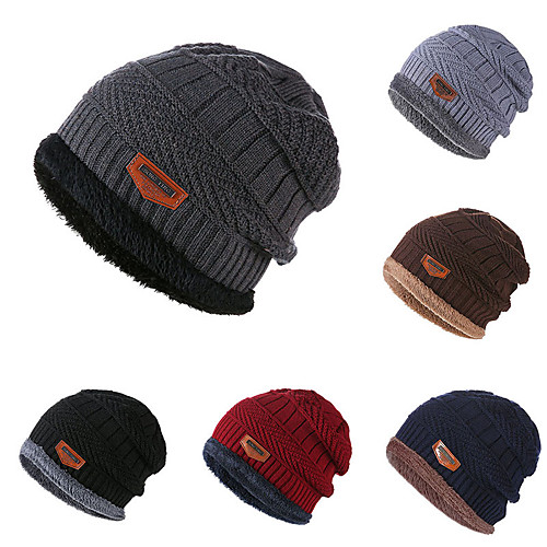 

Men's Hiking Cap Ski Hat Hooded Neck Warmer 1 PCS Winter Outdoor Thermal Warm Waterproof Windproof Warm Neck Gaiter Neck Tube Skull Cap Beanie Chinlon Flannel Burgundy Grey Dark Navy for Camping