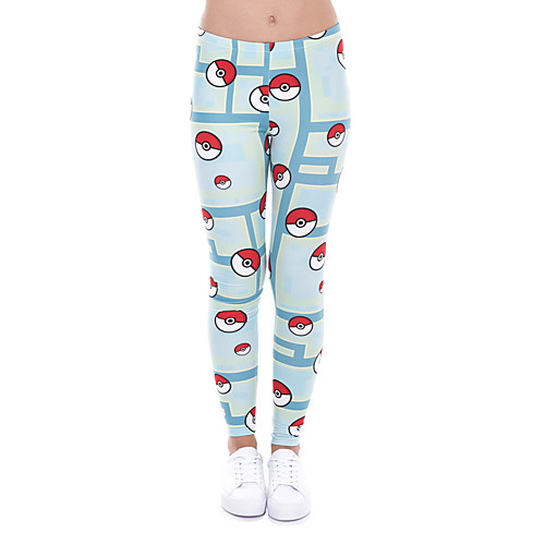 

Women's Sporty Comfort Sports Gym Yoga Leggings Pants Patterned Ankle-Length Print Light Blue