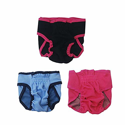 

3pcs washable dog diapers puppy diapers pants dog wraps panty pet sanitary underwear - size s