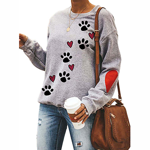 

Women's Hoodie Sweatshirt Dog Graphic Heart Daily Basic Casual Hoodies Sweatshirts Loose Yellow Gray White