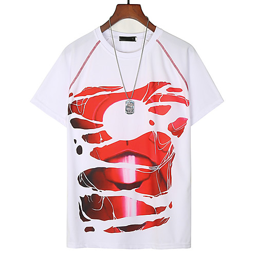 

Men's T shirt Other Prints Graphic Short Sleeve Daily Tops Red