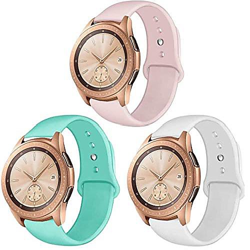 

compatible with samsung galaxy watch 42mm band/galaxy watch active 40mm bands, 20mm silicone strap sports replacement wristband women men for galaxy watch active (pink/white/green, small)