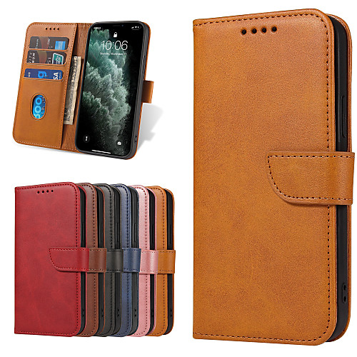 

Phone Case For Apple Full Body Case Leather iPhone 12 Pro Max 11 SE 2020 X XR XS Max 8 7 6 Shockproof Solid Color PU Leather