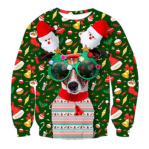 

Men's Pullover Sweatshirt Dog Animal Patterned 3D Round Neck Christmas 3D Print Casual Christmas Hoodies Sweatshirts Long Sleeve Green Black Red