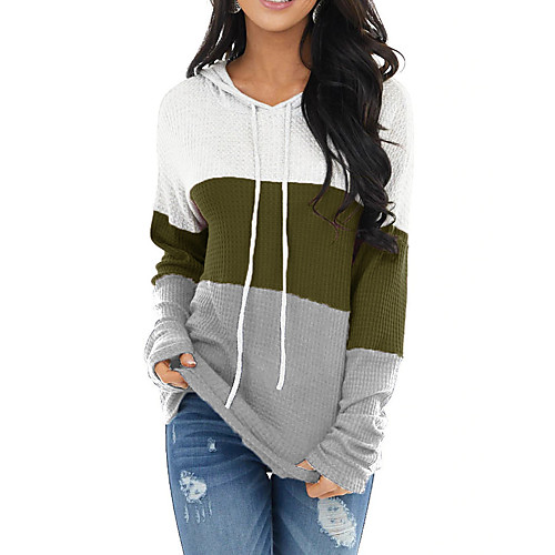

Women's Tunic Plain Color Block Long Sleeve Patchwork Cowl Neck Basic Tops Cotton Black Blue Yellow