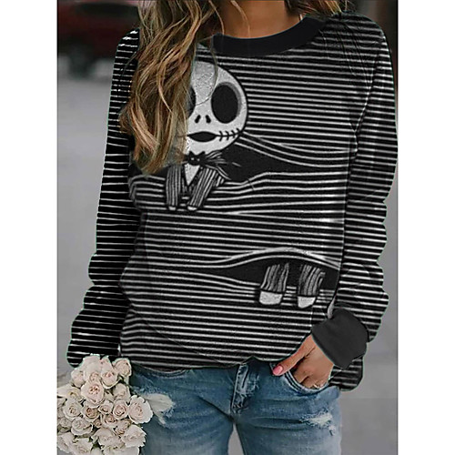 

Women's Hoodie Sweatshirt Lines / Waves Graphic Halloween Daily Casual Halloween Hoodies Sweatshirts Black