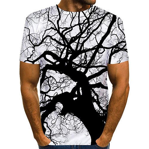 

Men's T shirt Shirt 3D Print Graphic Print Short Sleeve Daily Tops Streetwear Round Neck Black / White