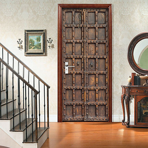 

Imitation Retro Wooden Door Self-adhesive Creative Door Stickers Living Room DIY Decorative Home Waterproof Wall Stickers