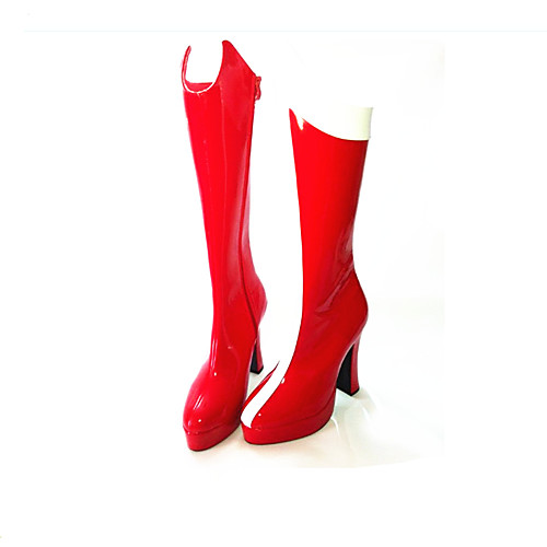 

Women's Boots Chunky Heel Round Toe Knee High Boots Vintage Christmas Party & Evening PU Red / Over The Knee Boots