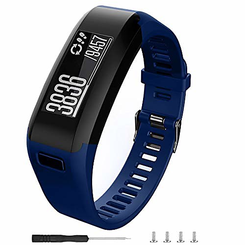 

compatible with garmin vivosmart hr replacement bands,soft silicone replacement band for garmin vivosmart hr watch (navy blue, large)