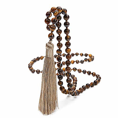 

natural tassel stones bead necklace yoga meditation statement buddhist rosary prayer