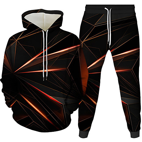 

Men's 3D Hoodies Set Graphic 3D 2 Piece Hooded Daily 3D Print Casual Hoodies Sweatshirts Long Sleeve Blue Purple Yellow