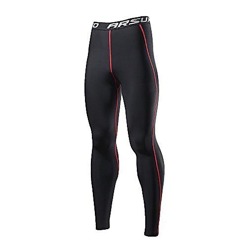 

men's winter thermal fleece warm up running pants compression tights jk3 red size small