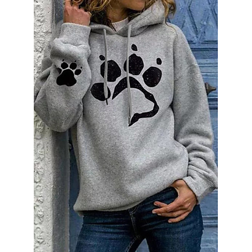 

Women's Hoodie Pullover Dog Graphic Heart Print Casual Daily Basic Hoodies Sweatshirts Cat black Silver Light Gray