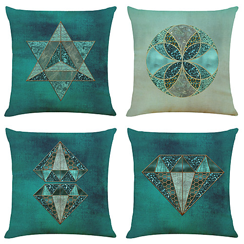 

Cushion Cover 4PC Faux Linen Soft Decorative Square Throw Pillow Cover Cushion Case Pillowcase for Sofa Bedroom 45 x 45 cm (18 x 18 Inch) Superior Quality Mashine Washable