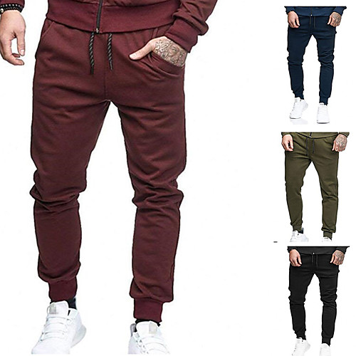 

Men's Sweatpants Joggers Jogger Pants Street Bottoms Drawstring Pocket Cotton Fitness Gym Workout Running Training Exercise Breathable Moisture Wicking Soft Sport Solid Colored Black Army Green