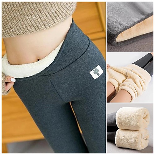 

Women's Basic Comfort Daily Home Leggings Pants Solid Colored Full Length Black Gray