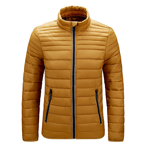 

Men's Padded Regular Coat Regular Fit Jacket Striped Blue Yellow