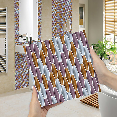 

Imitation Epoxy Tile Sticker Color Mosaic Purple Gia Tile Wall Sticker House Renovation DIY Self-adhesive PVC Wallpaper Painting Kitchen Waterproof and Oilproof Wall Sticker