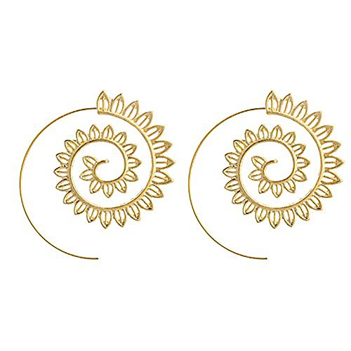 

spiral alloy water drop shape party hoop earrings fashion lady eardrop jewelry - golden