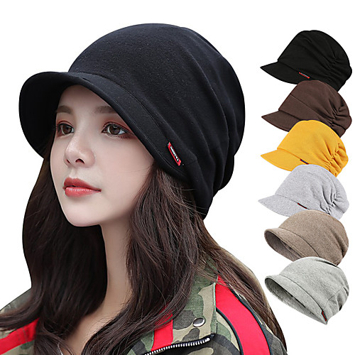 

TCAHCC Men's Women's Hiking Cap 1 Winter Outdoor Warm Skull Cap Beanie Solid Colored Corduroy Cotton Black Yellow Red Wine for Outdoor Exercise Traveling Winter Sports / Micro-elastic