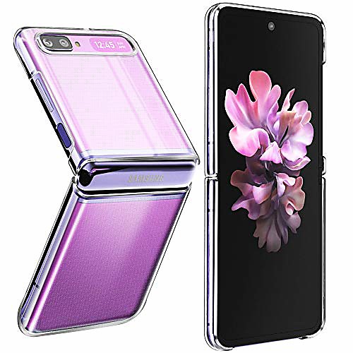 

samsung galaxy z flip case(2020),[slim thin] crystal hard pc and soft tpu bumper clear shockproof anti-scratch transparent phone case (crystal clear)