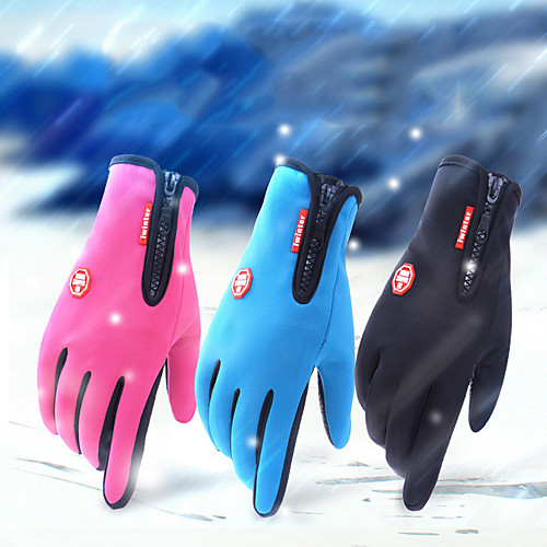 

Winter Bike Gloves / Cycling Gloves Touch Gloves Anti-Slip Reflective Windproof Warm Full Finger Gloves Sports Gloves Fleece Black Blue for Adults' Outdoor Exercise Cycling / Bike