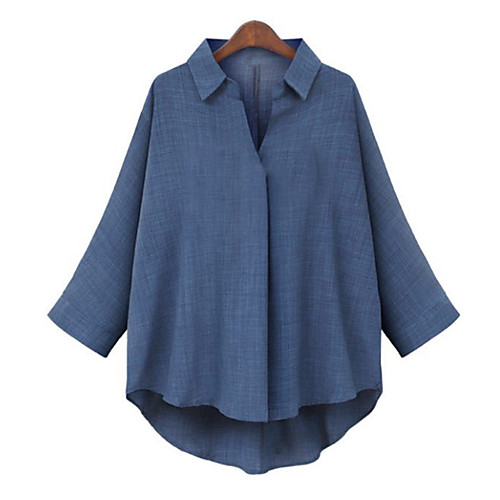 

Women's Plus Size Blouse Shirt Plain Long Sleeve Shirt Collar Streetwear Tops White Black Blue