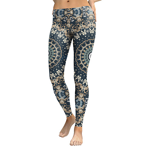 

Women's Sporty Comfort Sports Gym Yoga Leggings Pants Patterned Ankle-Length Royal Blue