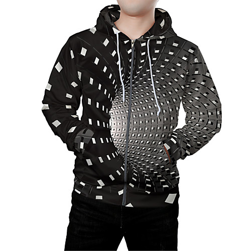 

Men's Zip Up Hoodie Sweatshirt Graphic 3D Front Pocket Hooded Daily Weekend 3D Print 3D Print Hoodies Sweatshirts Long Sleeve Black