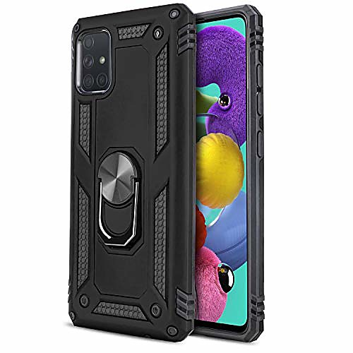 

phone case for [samsung galaxy a51 4g (6.5 inch, 2020)], [ring series][black] full rotating metal ring shockproof cover with kickstand for galaxy a51 (verizon, sprint, at&t, visible)