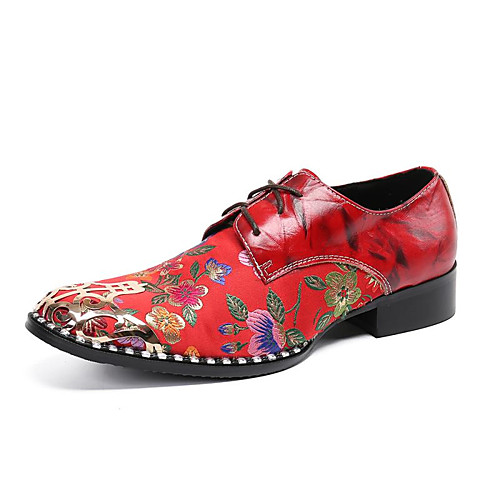 

Men's Oxfords Daily Walking Shoes Cowhide Wear Proof Red Fall Spring