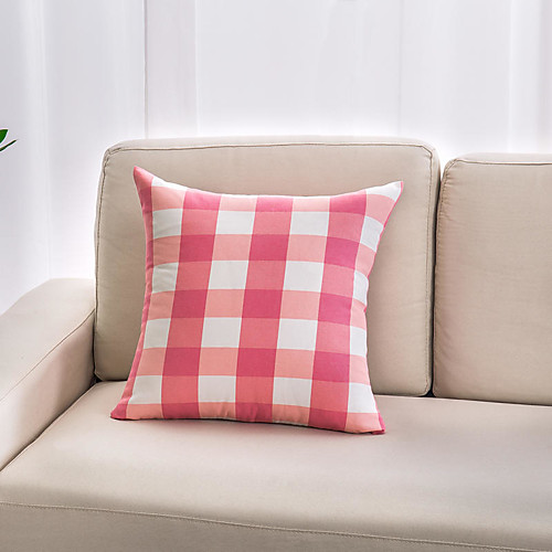 

The New Cotton Canvas Square Lattice Series Country Style Simplicity Home Office Pillow Case Cover Living Room Bedroom Sofa Cushion Cover