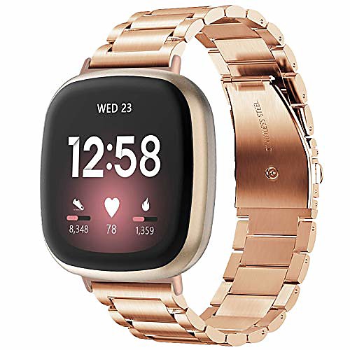 

metal band compatible with fitbit versa 3/fitbit sense smart watch for men women -stainless steel loop replacement bracelet wristband strap for fitbit versa 3/sense smartwatch accessories