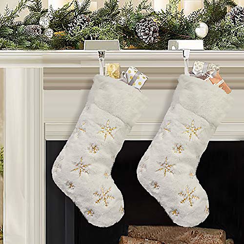 

christmas stockings 1 pcs 19 inches polyester classic red and white plush mercerized velvet stockings for family holiday xmas party decorations