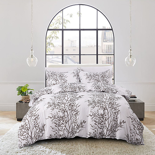 

Premium Reversible Plum Blossom Branch Print Duvet Cover Set Lightweight Reversible Soft 3Pcs Set(1 Duvet Cover 2 Pillow Pillowcases)King/Queen