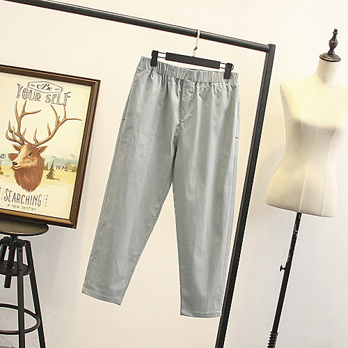 

Women's Streetwear Comfort Daily Going out Pants Chinos Pants Solid Colored Ankle-Length Pocket White Black Purple Gray