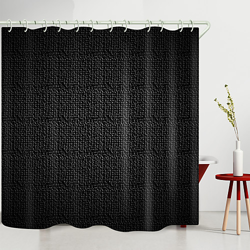 

Black Solid Color Digital Printing Shower Curtain and Shower Curtains Hooks Modern Polyester New Design
