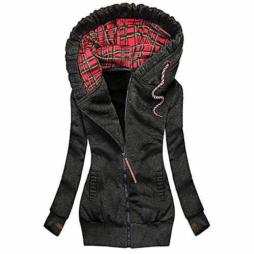 

women winter warm zipper pocket long sleeve hoodie jacket coat