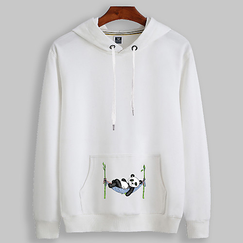 

Women's Hoodie Pullover Cartoon Graphic Panda Front Pocket Daily Basic Casual Hoodies Sweatshirts Yellow Gray White