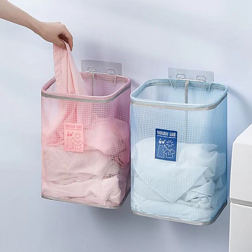 

Hang Wall Grid Laundry Basket Household Folding Laundry Basket Large Screen Cloth Toys Receive Household Kitchen Bathroom Children Room