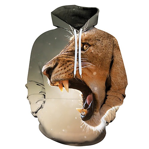 

Men's Pullover Hoodie Sweatshirt Graphic Ugly Christmas Animal Hooded Christmas 3D Print Christmas Hoodies Sweatshirts Long Sleeve Khaki