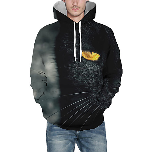 

Men's Pullover Hoodie Sweatshirt Animal Patterned Graphic 3D Front Pocket Hooded Daily 3D Print 3D Print Hoodies Sweatshirts Long Sleeve Black